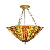 Yellow Antique Tiffany Stained Glass Chandelier - Perfect for Hotels & Homes